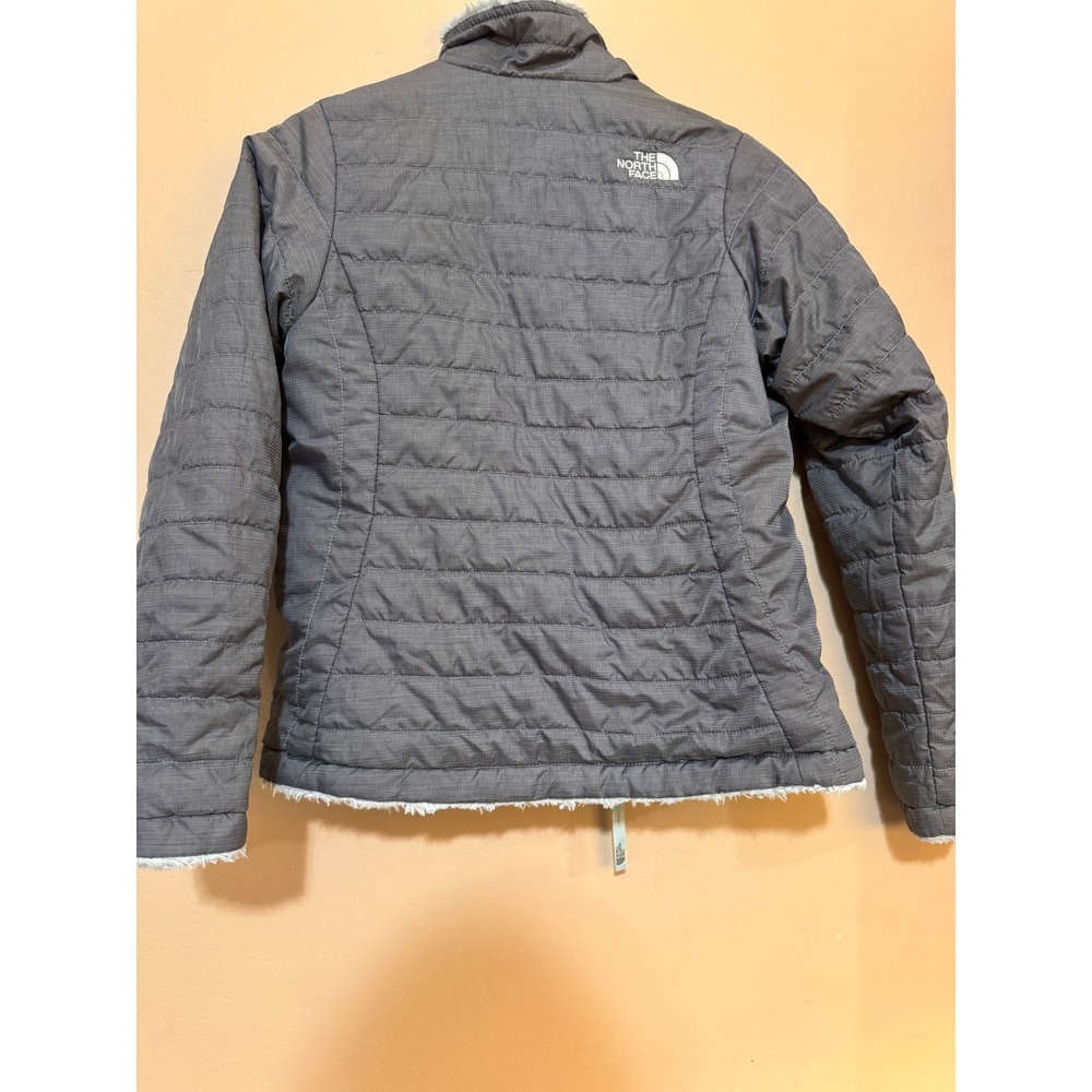The North Face Girls Reversible Mossbud Swirl Jacket Grey Blue Size M 10/12 - Picture 3 of 15